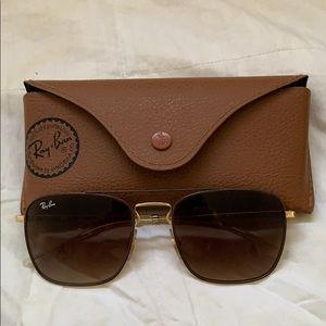 RayBan Square Black/Gold Frame w/ Double Bridge